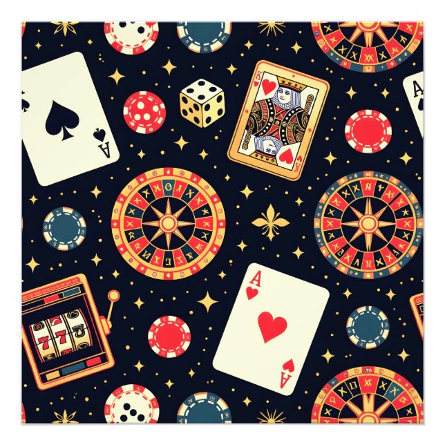Impression Photo Thème de motif de casino sur fond noir (Devant)