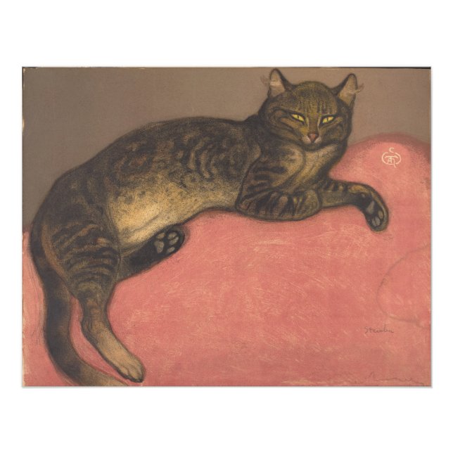 Impression Photo Théophile Steinlen | Hiver : Chat sur un coussin (Devant)