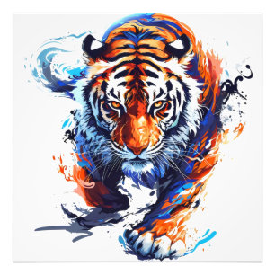 Impression Photo Tigre à l'aquarelle abstrait