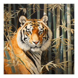 Impression Photo Tigre dans la forêt de Bamboo