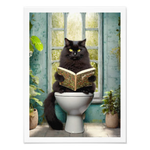 Impression Photo Toilette en chat noir