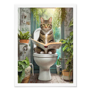 Impression Photo Toilette en chat Tabby