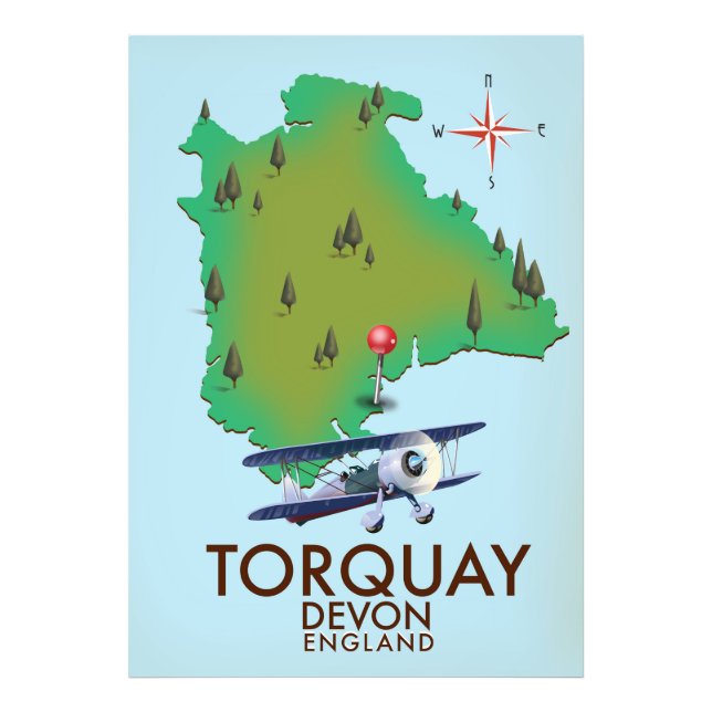 Impression Photo Torquay Devon carte ancienne affiche d'art. (Devant)