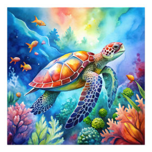 Impression Photo Tortue de mer peinte