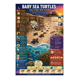 Impression Photo Tortues de mer bébés - Premier voyage remarquable