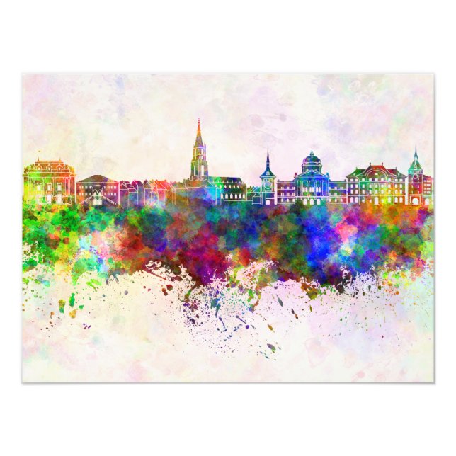 Impression Photo Toulouse skyline in background watercolor (Devant)