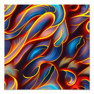 Impression Photo Tourbillon Abstrait Flammes Bleu Rouge