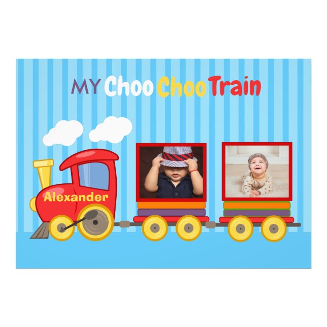 Impression Photo Train Jouet Toddler Boys Birthday Blue (Devant)