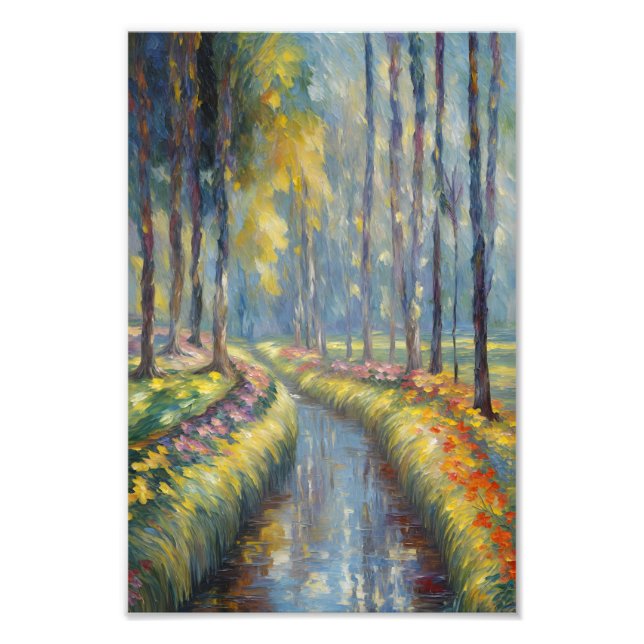 Impression Photo Tranquil River Path Impressionniste Paysage Art (Devant)