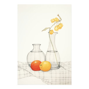 Impression Photo Tranquille vie morte avec fleurs et fruits
