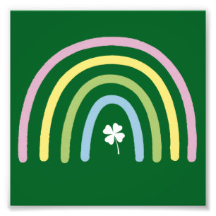 Impression Photo Trèfle à quatre feuilles Arc-en-ciel Saint Patrick
