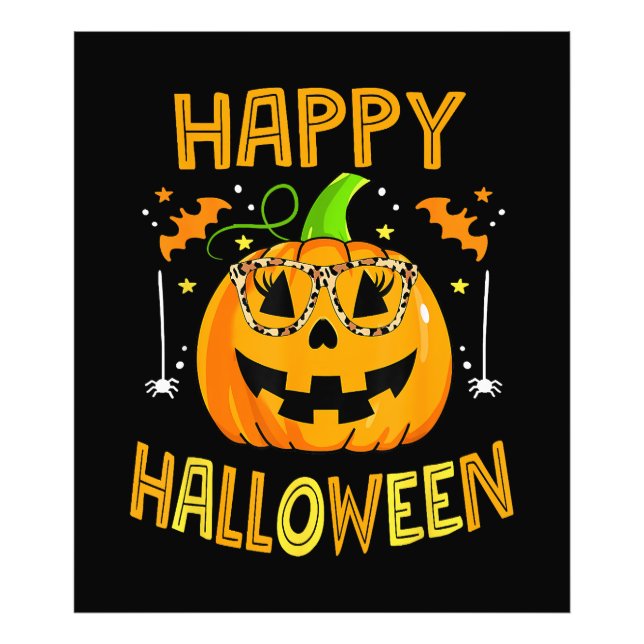Impression Photo Trick Ou Traiter Halloween Drôle Citrouille Happy  (Devant)