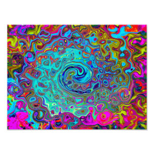 Impression Photo Trippy Sky Blue Abstrait Retro Liquid Swirl