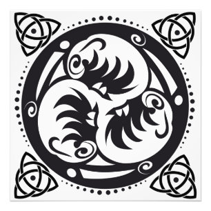 Impression Photo Triskelion Celtique noeud Mandala Design noir