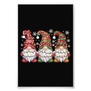 Impression Photo Trois Gnomes Buffalo à carreaux rouges de Noël