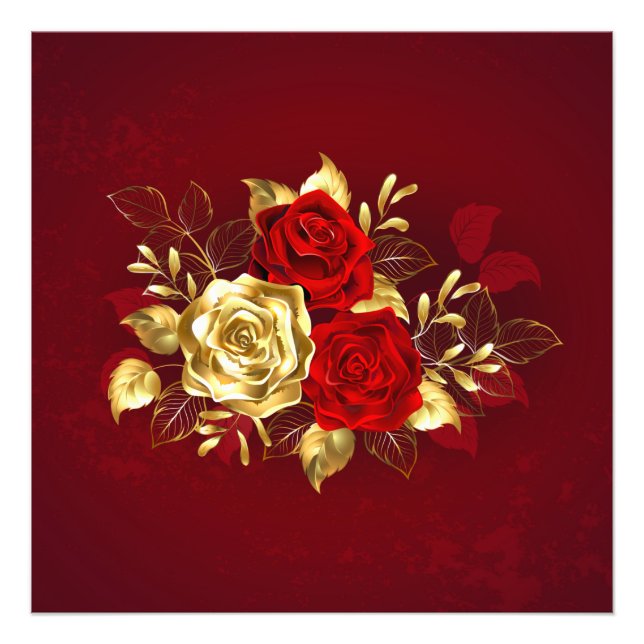 Impression Photo Trois roses de joaillerie (Devant)