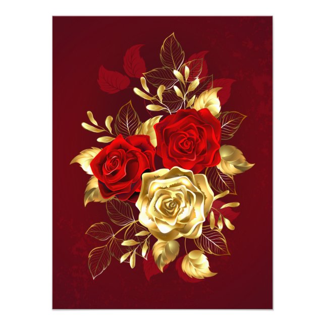 Impression Photo Trois roses en bijoux (Devant)