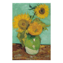 Trois tournesols dans un Vase, Vincent van Gogh.