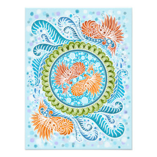 Impression Photo Tropical Koi Mandala Art Zen Océan Vibrant