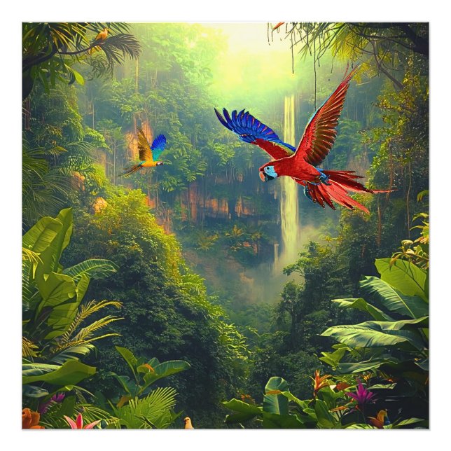 Impression Photo Tropical Paradise – Colorful Macaw Jungle Canvas A (Devant)