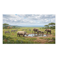 Troupeau de Rhinocéros dans la Savane Africaine Ph