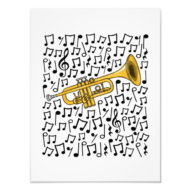 Impression Photo Trumpet Notes musicales Trumpeter Brass Musicien (Devant)