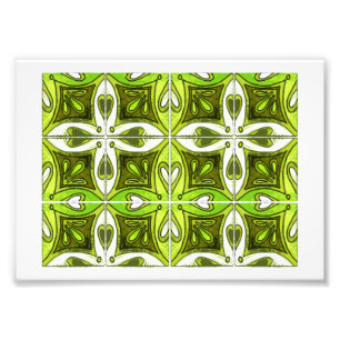 Impression Photo Tuiles de coeur inspirées par vert d'Azulejos de