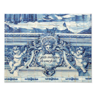 Impression Photo Tuiles murales portugaises bleues et blanches avec