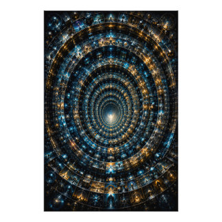 Impression Photo Tunnel Mosaïque Micro Cosmique Infini Affiche 3D
