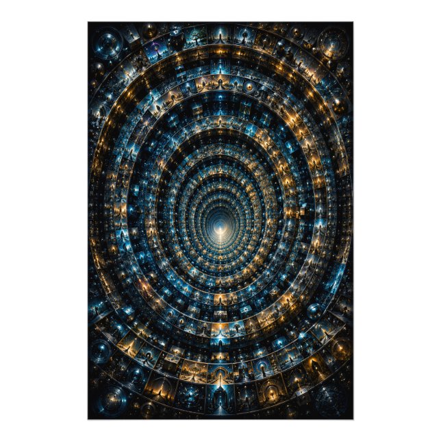 Impression Photo Tunnel Mosaïque Micro Cosmique Infini Affiche 3D (Devant)