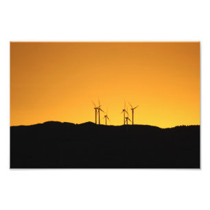 Impression Photo Turbines éoliennes au coucher du soleil