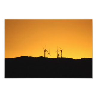 Impression Photo Turbines éoliennes au coucher du soleil