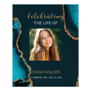 Impression Photo Turquoise & Gold Greenery Affiche de bienvenue fun