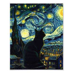 Impression Photo Tuxedo Chat Starry Nuit Tuxedo Propriétaire du Cha