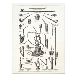 Impression Photo Tuyaux de tabac vintages et vieille illustration