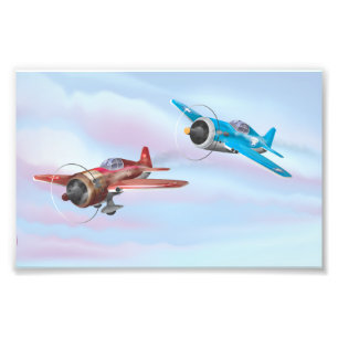 Impression Photo Twin cartographié avion propulseur volant