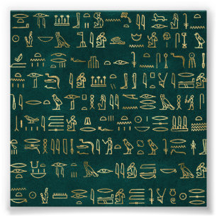 Impression Photo Typographie hiéroglyphes égyptiens dorés Egypte