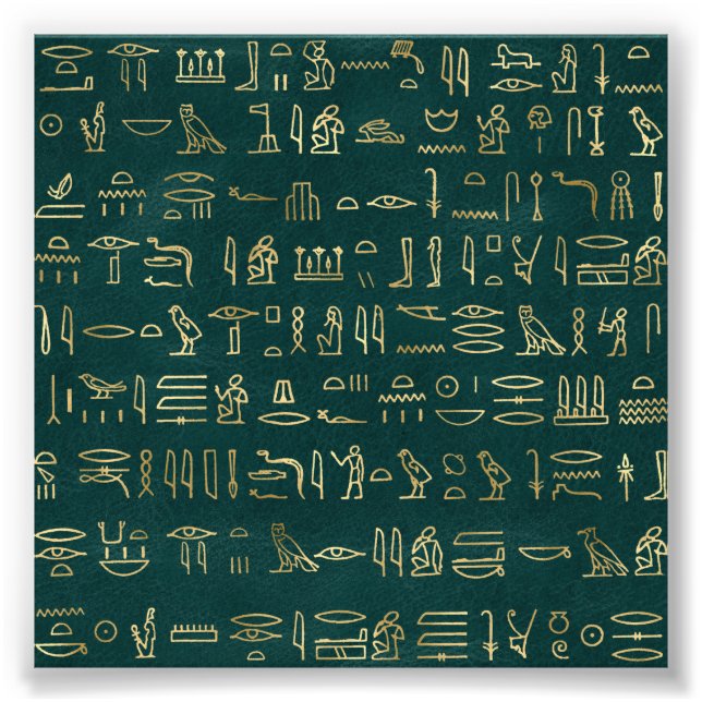 Impression Photo Typographie hiéroglyphes égyptiens dorés Egypte (Devant)