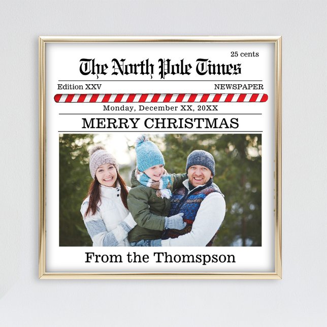 Impression Photo Typographie simple d'impression de journal de Noël (Cute simple whimsical newspaper print typography design.)