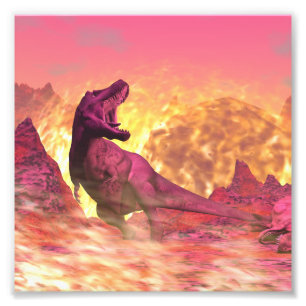 Impression Photo Tyrannosaurus rex mourant à cause de la météorite