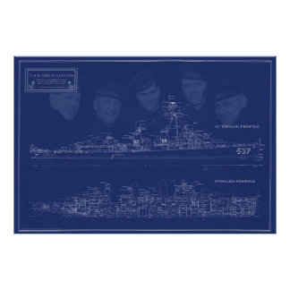 Impression Photo U.S.S. The Sullivans Plan d'architecture d'art fin