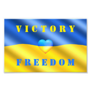 Impression Photo Ukraine forte - Drapeau ukrainien - Victoire de la