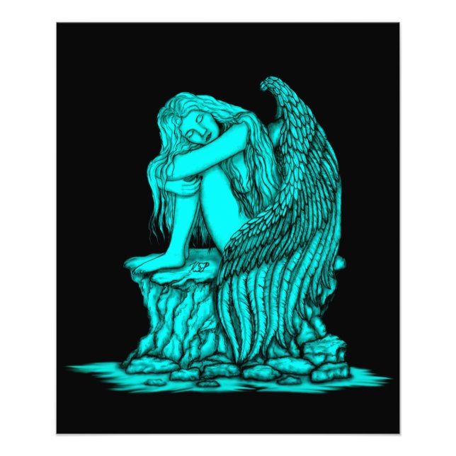 Impression Photo Un ange endormi sur la pierre (Devant)