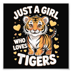 Impression Photo Un animal de tigre mignon juste une fille qui aime