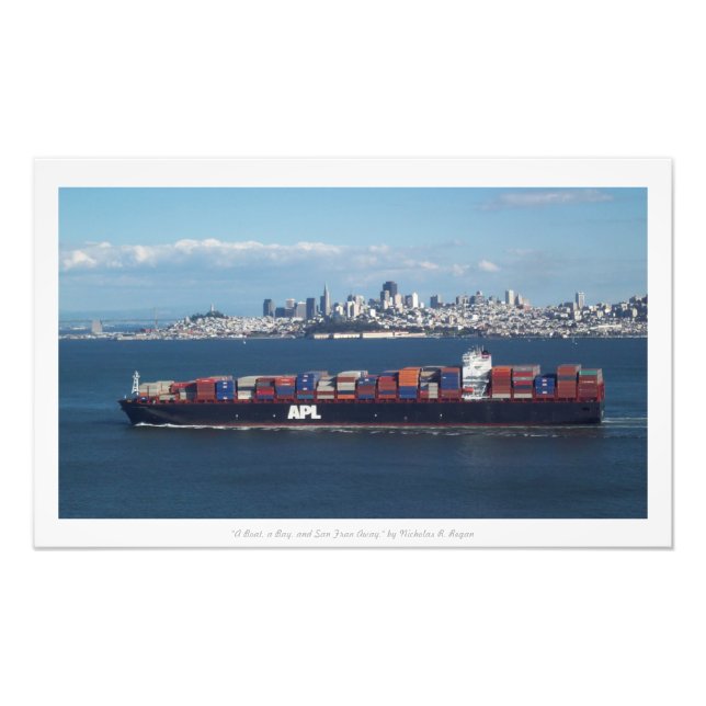 Impression Photo "Un bateau, une baie et San Fran Away", Californie (Devant)