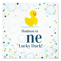 Un canard chanceux premier anniversaire bleu