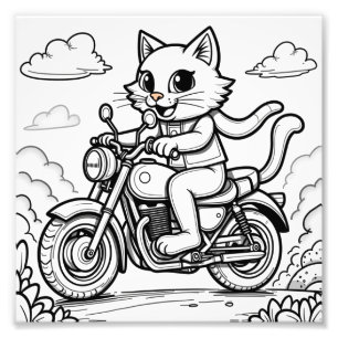 Impression Photo un chat à moto