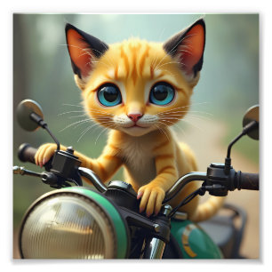 Impression Photo Un chat jaune aux oreilles noires et aux grands ye