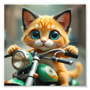 Impression Photo Un chat jaune aux oreilles noires et aux grands ye
