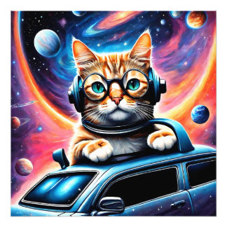 Impression Photo Un chat portant casque et lunettes sur ...